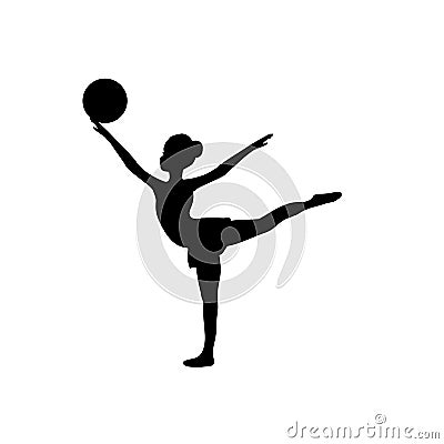 Girl gymnastic sport silhouette sportswoman ball Vector Illustration