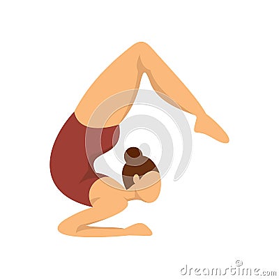 Girl gymnastics icon, flat style Vector Illustration