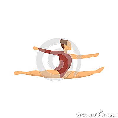 Girl gymnastics jump icon, flat style Vector Illustration