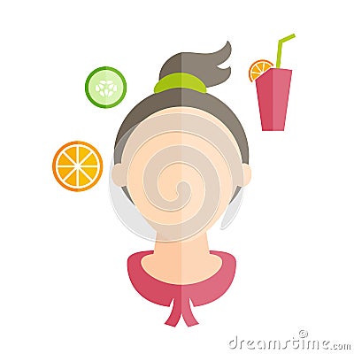 girl with hairstyle and icons of various women' Vector Illustration