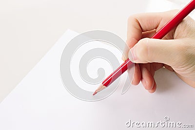 Girl hand write something Stock Photo