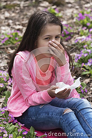 Girl has hay fever symptoms Stock Photo