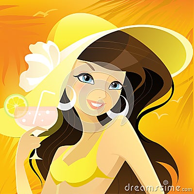 Girl in hat Vector Illustration