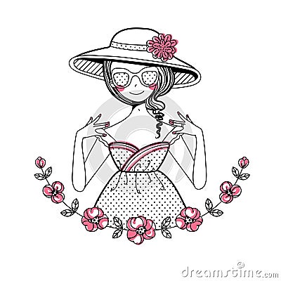 Girl in the hat Vector Illustration