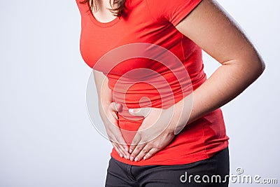 Girl having menstruation Stock Photo