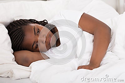 Girl Having Sleeplessness Night Stock Photo