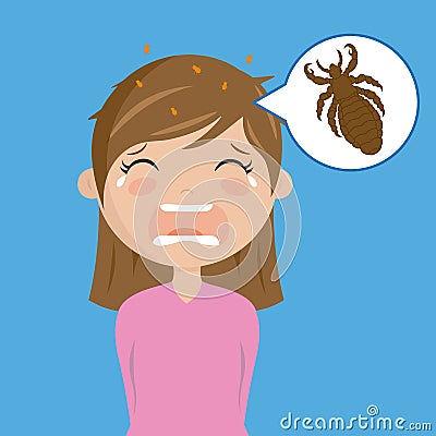 Girl with head lice Vector Illustration