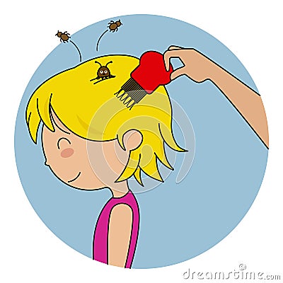 Girl with head lice Vector Illustration