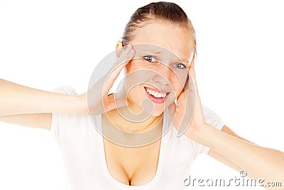 Girl headache Stock Photo