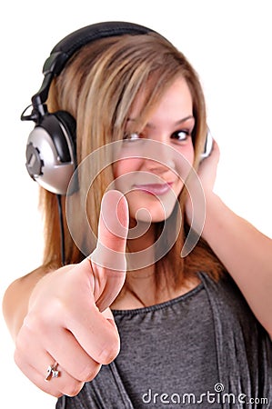 Girl with headphones Stock Photo