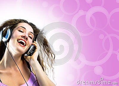 Girl in headphones Stock Photo