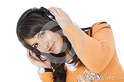 Girl with headphones Stock Photo