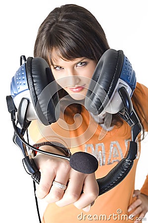 Girl with headphones Stock Photo