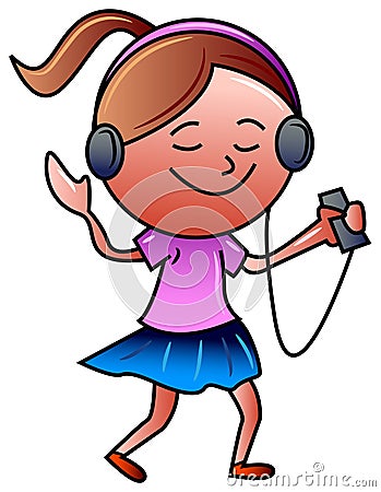 Girl with headphones Vector Illustration