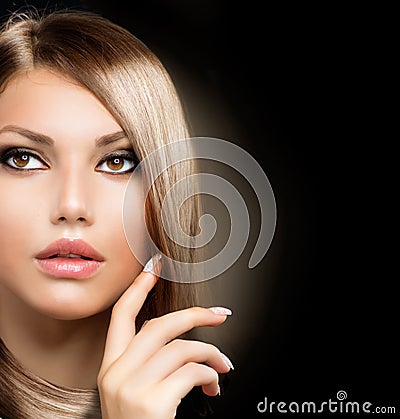 Girl With Healthy Long Hair Stock Photo