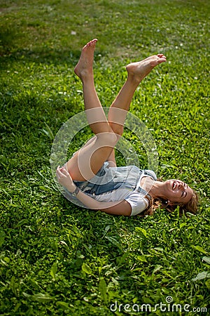 Girl on her back Stock Photo