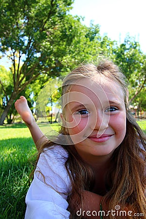 Girl with her feet in the air Stock Photo