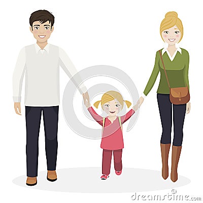 Girl with her parents Stock Photo