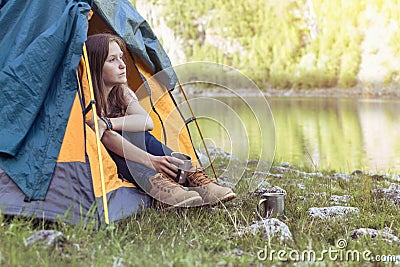 Girl hiker Stock Photo