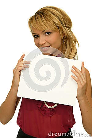 Girl holding blank sign Stock Photo