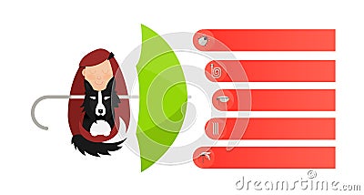 Girl Holding the Border Collie. Green Umbrella as a Shield Protects the Dog against Parasites Stock Photo