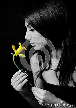 Girl holding flower