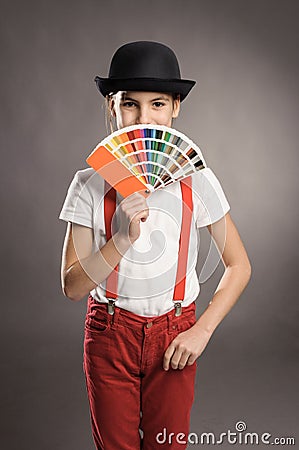 Girl holding a pantone palette Stock Photo