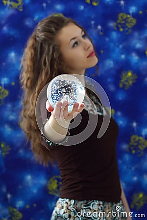 Girl holds a ball Stock Photo