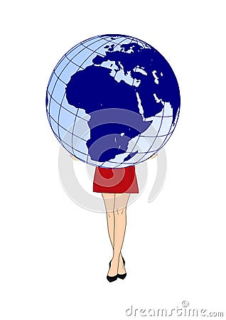 The girl holds the planet Earth - Africa and Europe Stock Photo