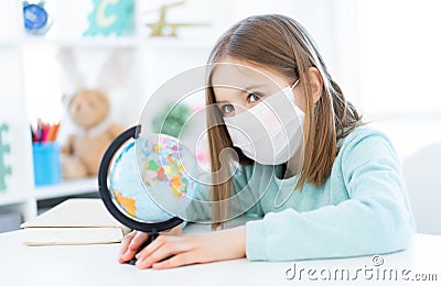 Girl at home during quarantine Stock Photo