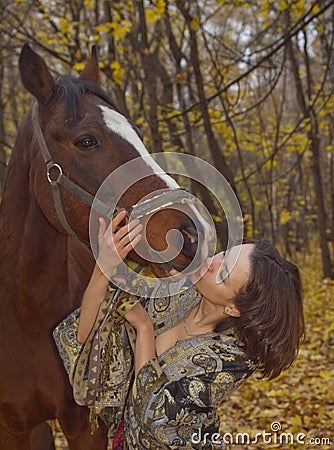 Girl and horse Stock Photo