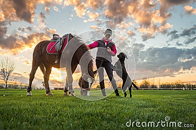 Girl and horse Stock Photo