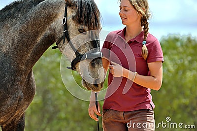 Girl and horse Stock Photo