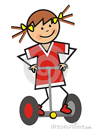Girl on the hover board, funny vector illustration Vector Illustration