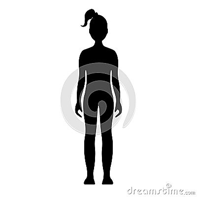 Girl. Human front side Silhouette. Isolated on White Background. Vector Illustration