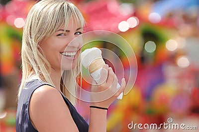 Girl with ice cream Stock Photo