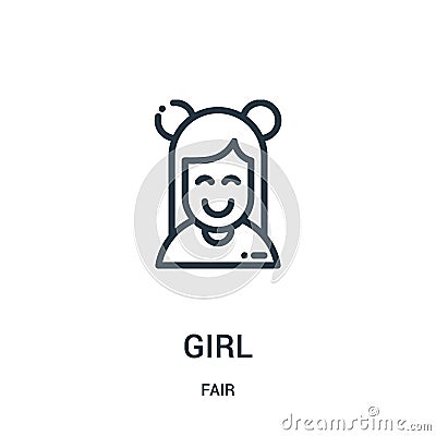 girl icon vector from fair collection. Thin line girl outline icon vector illustration. Linear symbol for use on web and mobile Vector Illustration