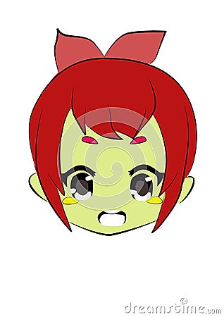 Girl illustration with shocked expression with red hair color Cartoon Illustration