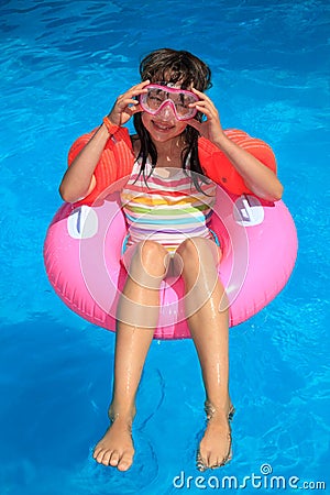 Girl in inflatable ring Stock Photo