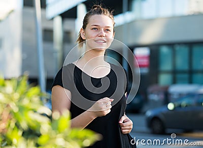 Girl jogging during outdoor workout Stock Photo