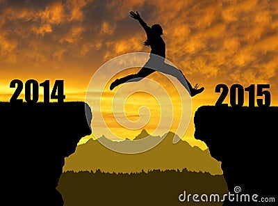 Girl jumps to the New Year 2015 Stock Photo