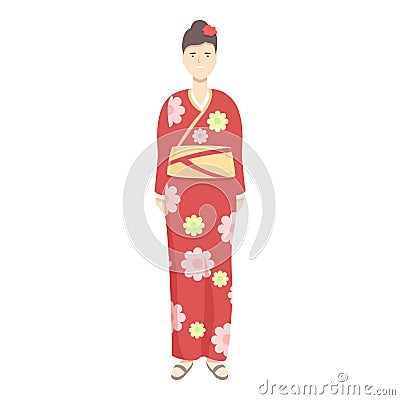 Girl kimono icon cartoon vector. Asian woman Vector Illustration