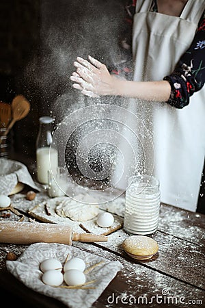 Cooking dough in the kitchen Stock Photo
