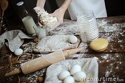 Cooking dough in the kitchen Stock Photo
