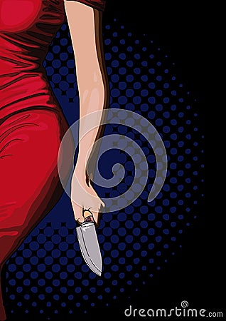 Girl with a knife Vector Illustration