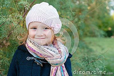 A girl in a knitted beret Stock Photo