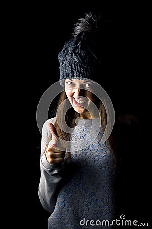 Girl with knitted hat Stock Photo