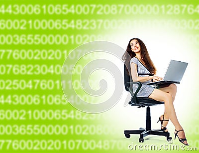 Girl and laptop Stock Photo