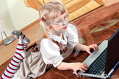 Girl with laptop Stock Photo