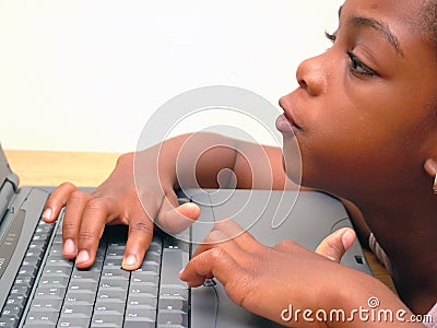 Girl on Laptop/notebook Stock Photo
